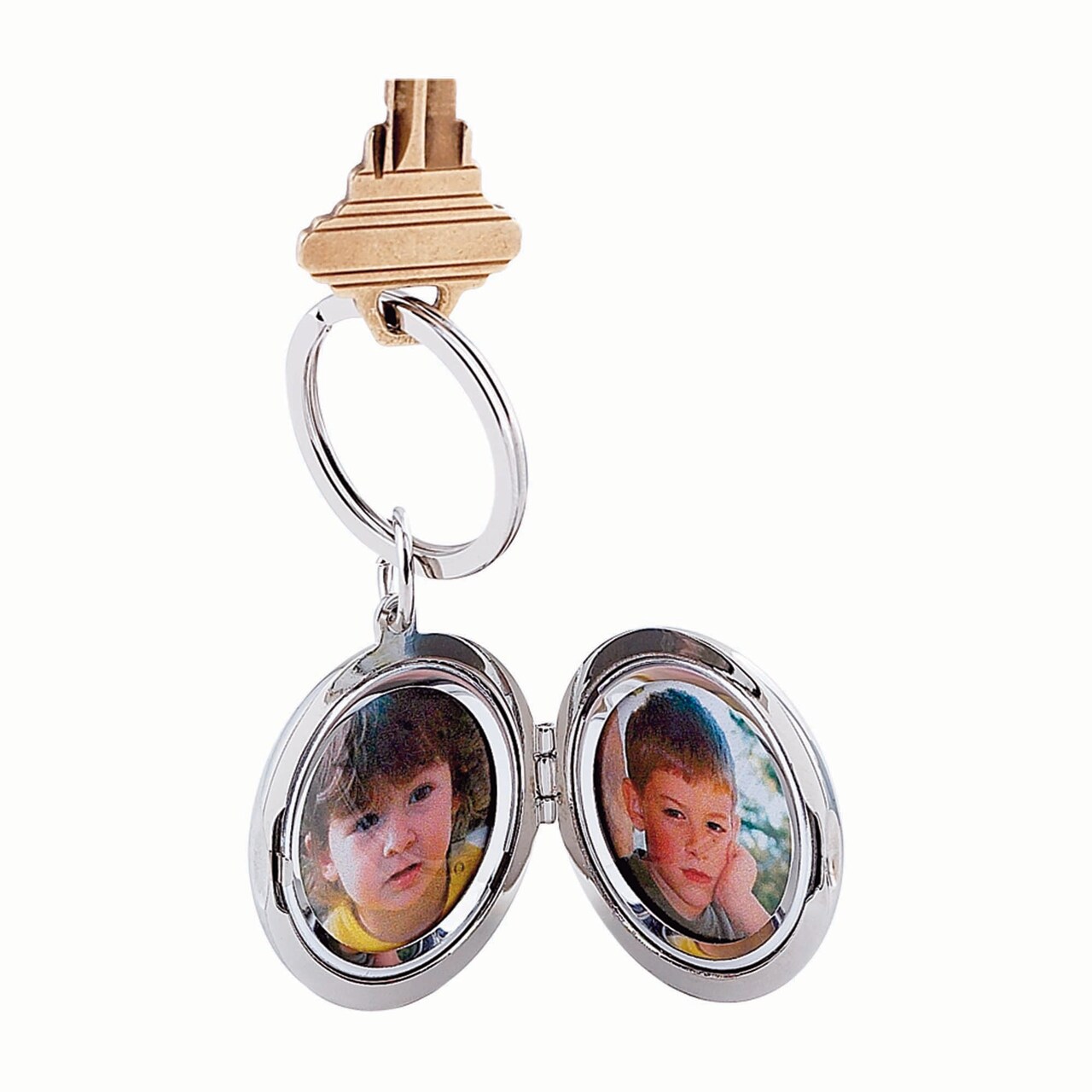 Contemporary Home Living 1.75" x 1.5" Silver Hinged Oval Locket Key Chain